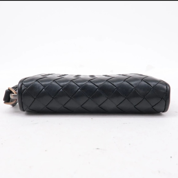 Bottega Veneta Intrecciato Zip Around Coin Purse Card Holder Black - Picture 3 of 8